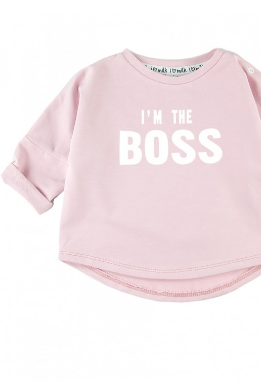 Powder pink kids sweatshirt &quot;I&#039;m the boss&quot;