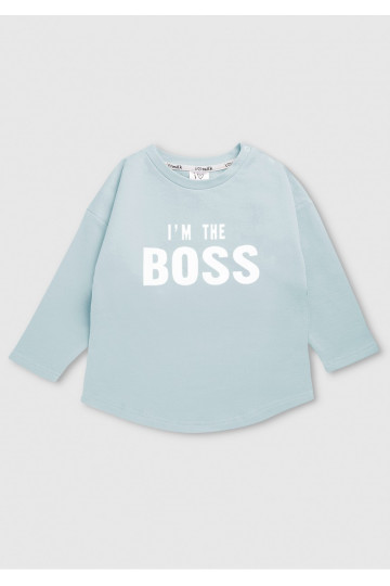Light blue kids sweatshirt &quot;I&#039;m the boss&quot;