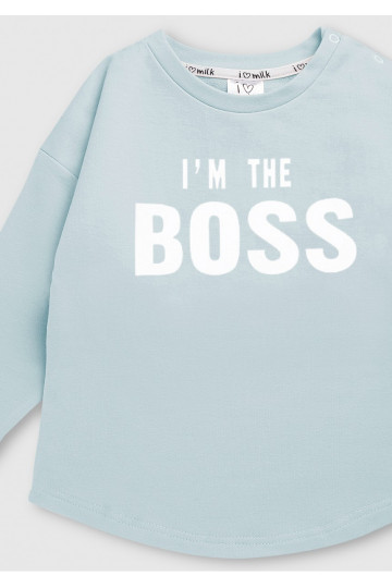 Light blue kids sweatshirt &quot;I&#039;m the boss&quot; 2