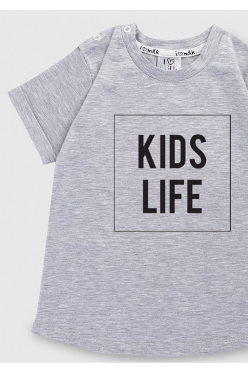Melange grey T-shirt &quot;kids life&quot; 2