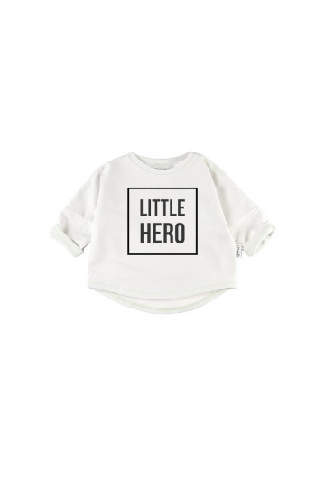 White kid&#039;s sweatshirt &quot;LITTLE HERO&quot;
