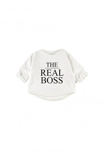 White kid&#039;s &quot;the real boss&quot; sweatshirt