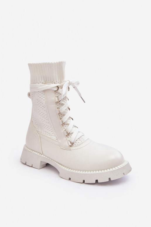 Women's lace-up ankle boots with white socks Gentiana