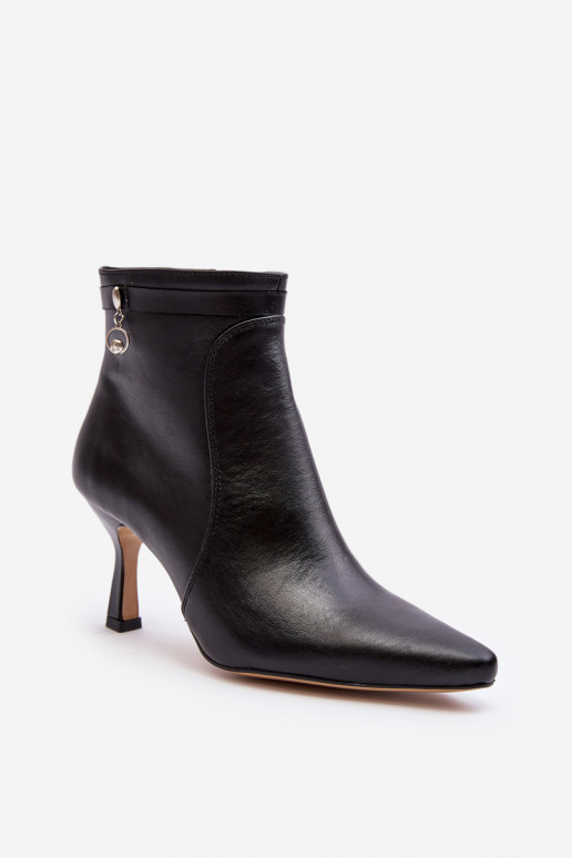 Leather Women's Boots with Stiletto Heel Maciejka 06301-01 Black
