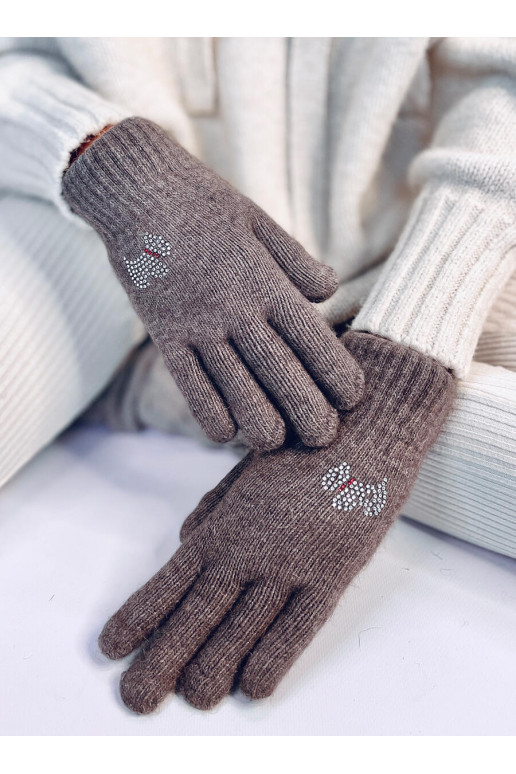 Women's gloves z pieskiem DOGGY Brown color