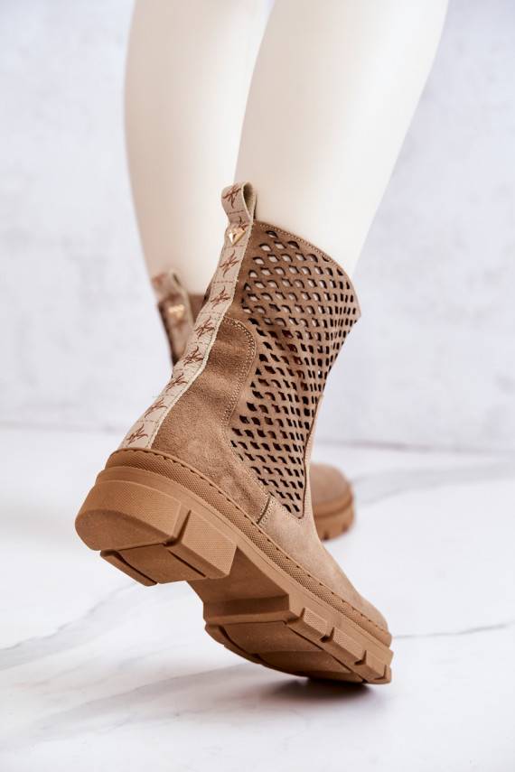 Leather boots Workers Nicole Light brown 2711