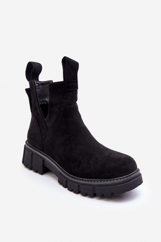 Cut-Out Work Boots Black Heaven Cut-Out Work Boots Black Heaven