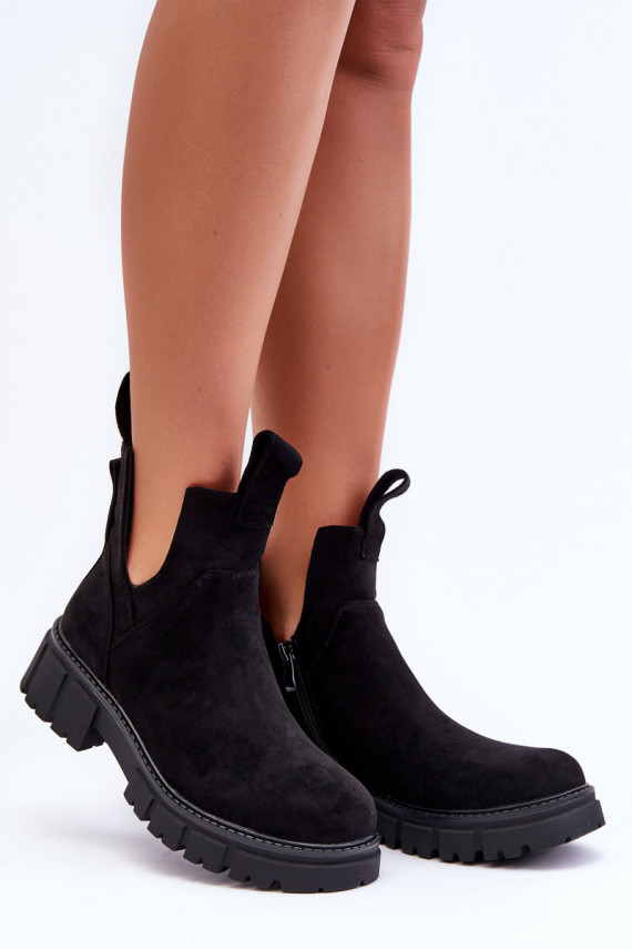 Cut-Out Work Boots Black Heaven