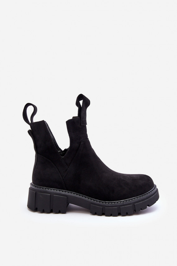 Cut-Out Work Boots Black Heaven