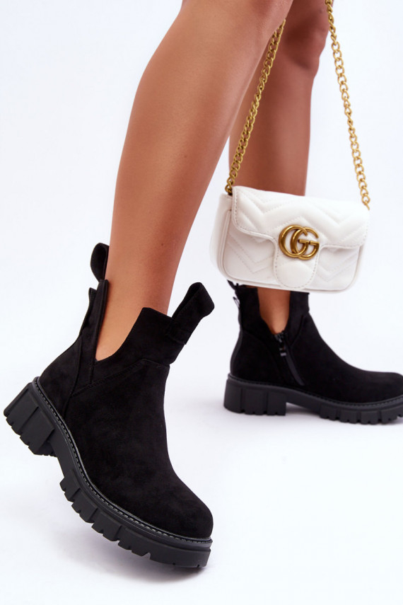 Cut-Out Work Boots Black Heaven