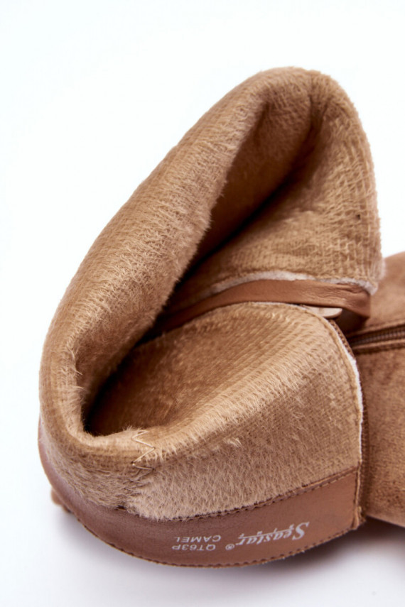 Women's Over-the-Knee Boots in Suede on Heel Dark Beige Kilrenita