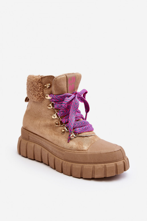 Insulated Boots Trappers On Thick Sole Brown Ralotta