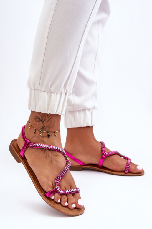 Women's Slip-On Sandals with Embellishments Pink Hayen