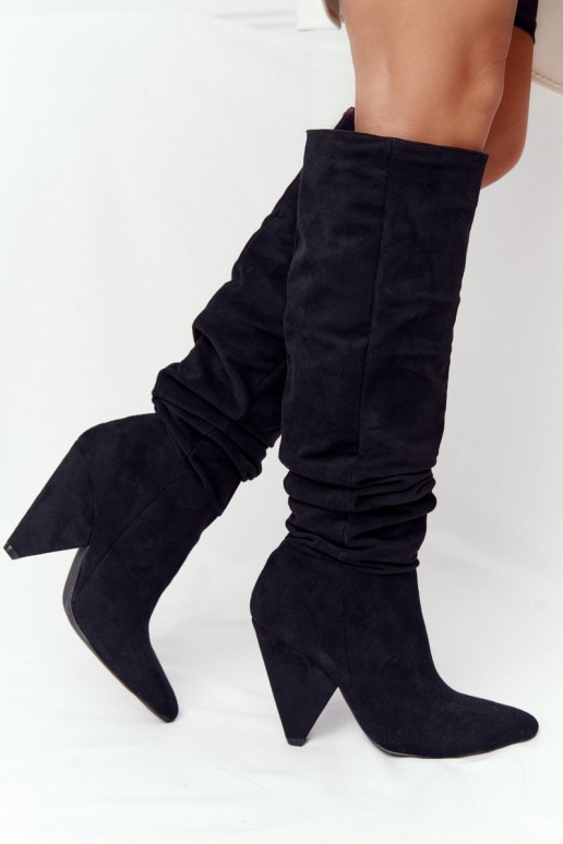 Women's Suede Knee Boots Lu Boo Black