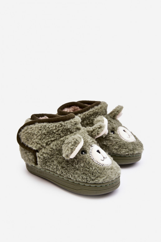Children's insulated slippers with green bear Eberra