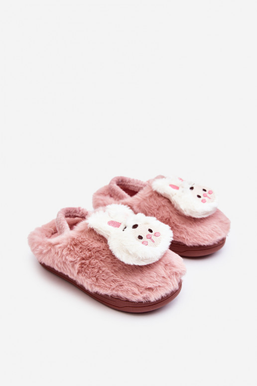 Children's furry slippers with bunny pink Dicera