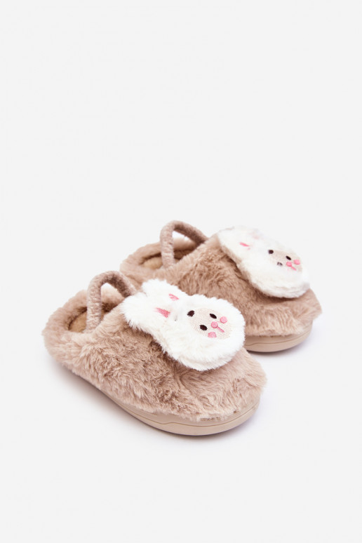Children's Fur Slippers Bunny Beige Dicera