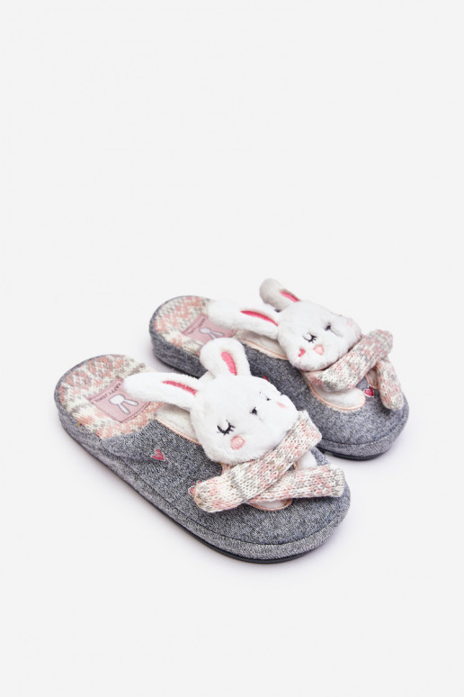 Children's slippers with thick sole gray rabbits Dasca
