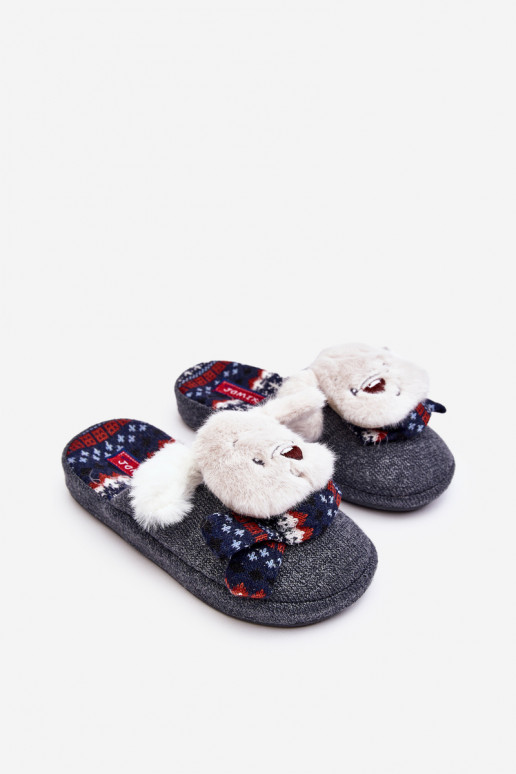 Children's slippers with thick sole and gray bear Dasca