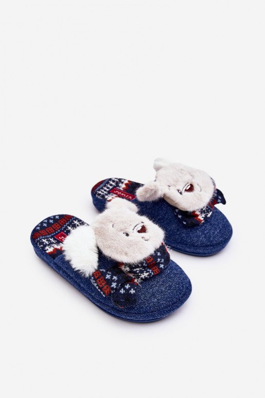 Children's Slippers with Thick Sole and Bear Navy Dasca