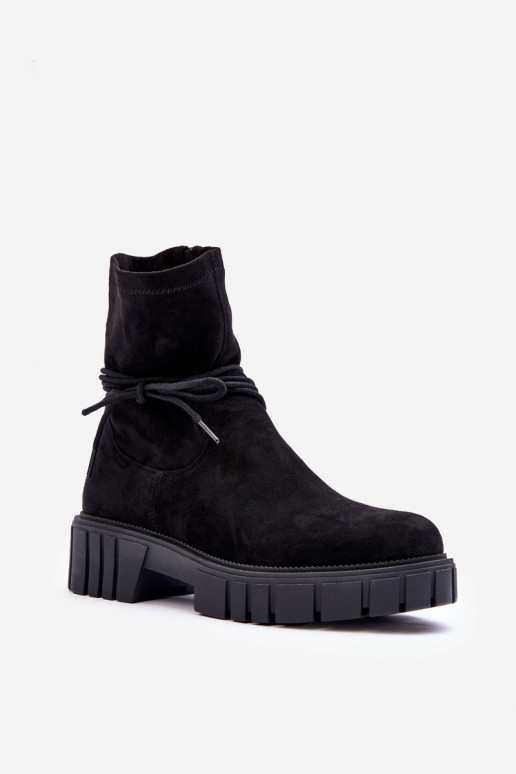 Women's Suede Boots with Black Lacing Lineanor Women's Suede Boots with Black Lacing Lineanor