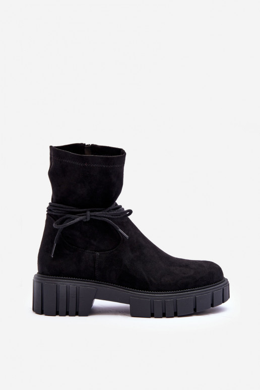 Women's Suede Boots with Black Lacing Lineanor Women's Suede Boots with Black Lacing Lineanor