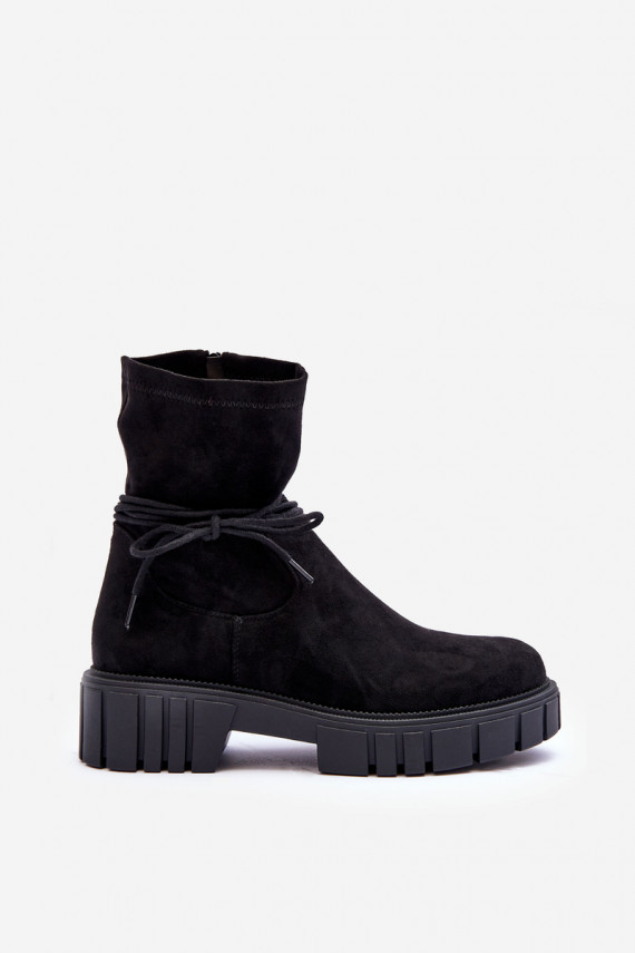 Women's Suede Boots with Black Lacing Lineanor