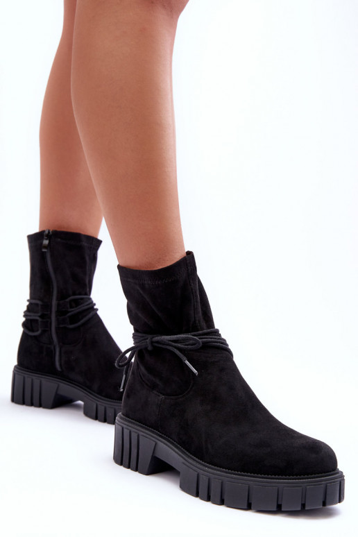Women's Suede Boots with Black Lacing Lineanor Women's Suede Boots with Black Lacing Lineanor