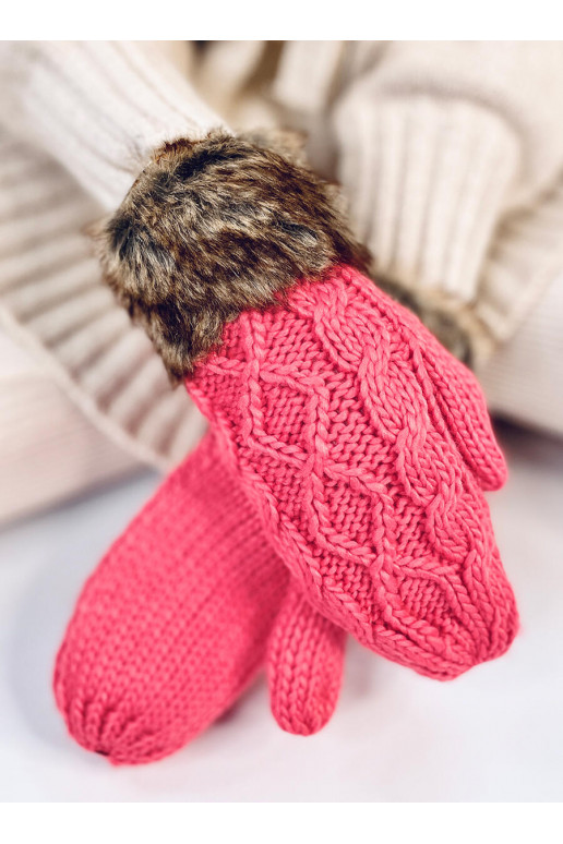 Women's gloves with fur SEANSS MALINOWE