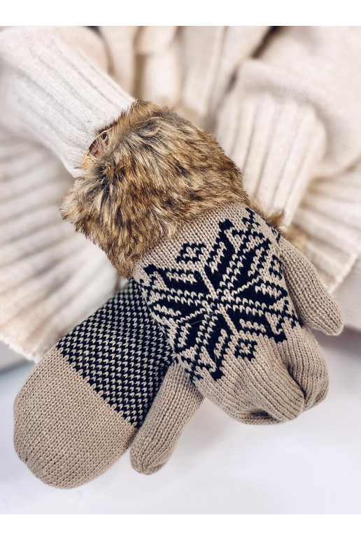 Women's gloves with fur PERRIS MOCCA
