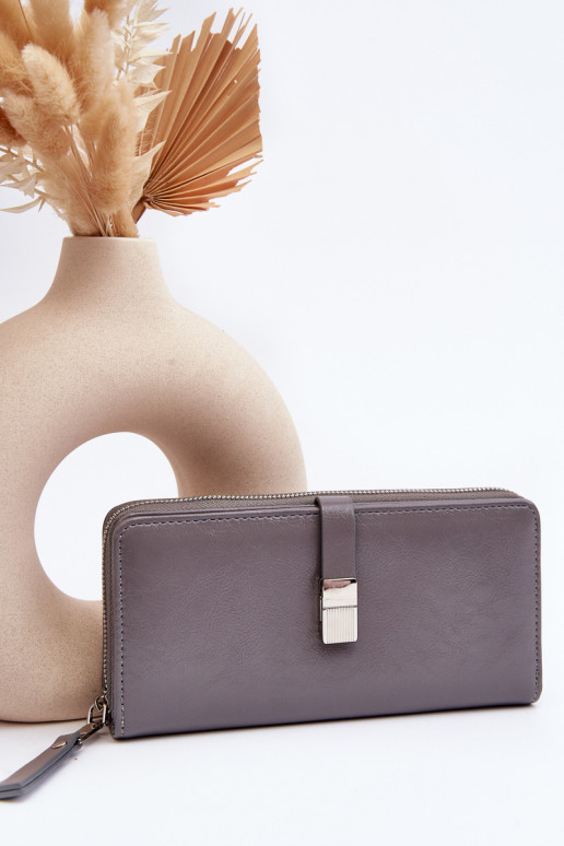 Women's Lacquered Wallet with Magnet Grey Nereva Bielia