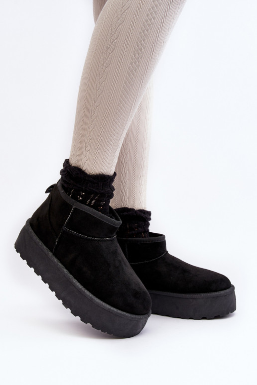 Women's Platform Snow Boots Black Mennja