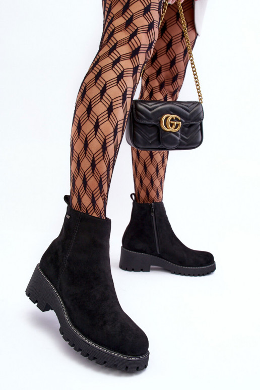 Suede Flat Heel Boots with Padded Insoles Black Neafgi Suede Flat Heel Boots with Padded Insoles Black Neafgi