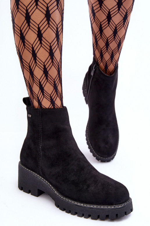 Suede Flat Heel Boots with Padded Insoles Black Neafgi Suede Flat Heel Boots with Padded Insoles Black Neafgi