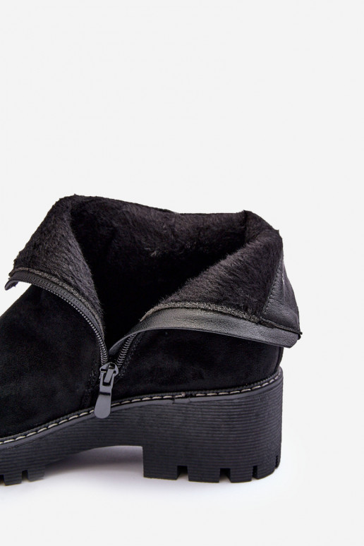 Suede Flat Heel Boots with Padded Insoles Black Neafgi Suede Flat Heel Boots with Padded Insoles Black Neafgi