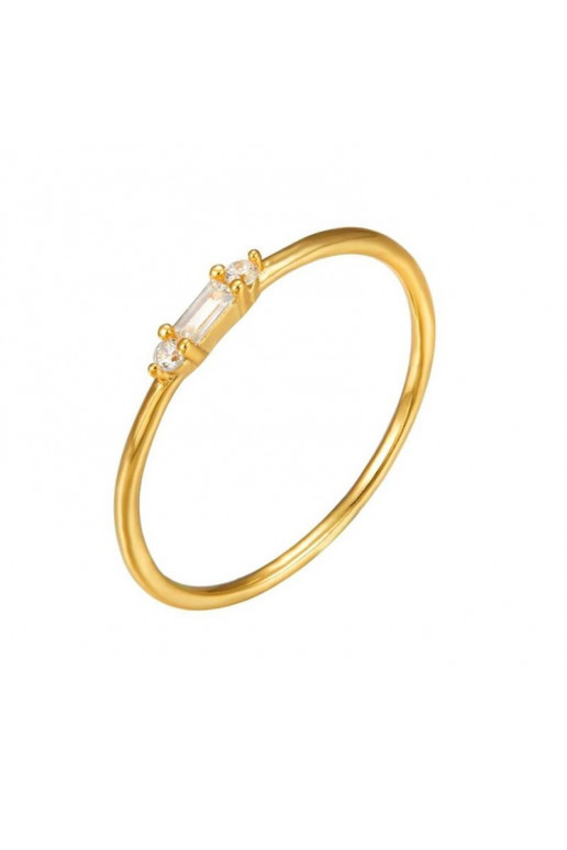 gold color-plated stainless steel ring withcyrkonią PST894POJ, Ring size: US7 - EU14