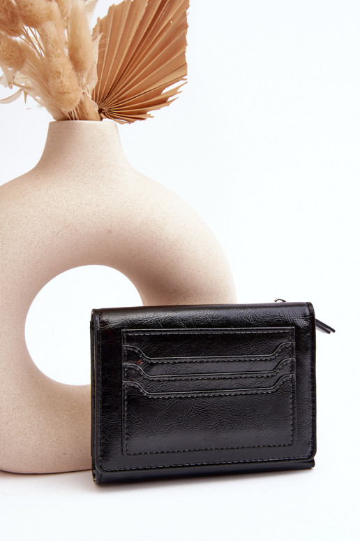 Women's wallet purse made of synthetic leather black Joanela