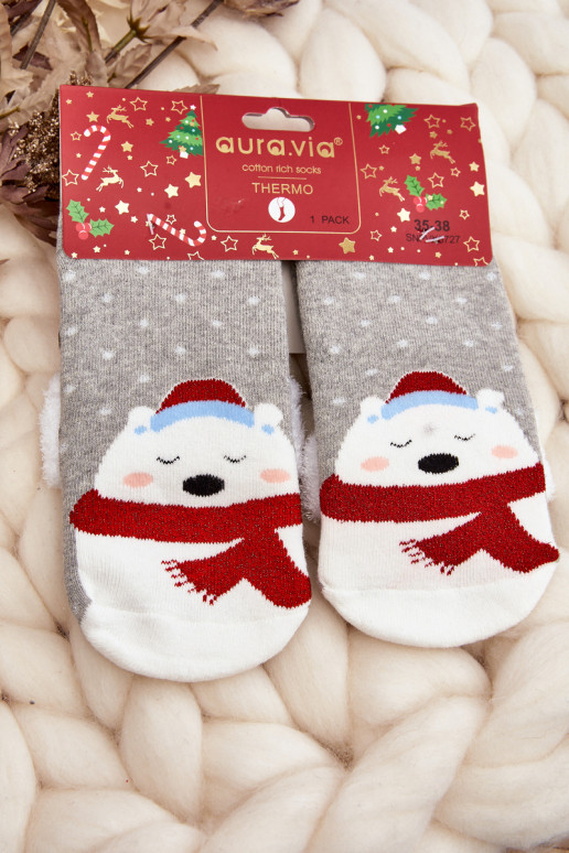 Christmas Socks Teddy Bears Grey