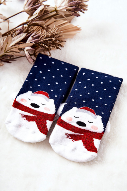 Christmas Socks Teddy Bears Navy