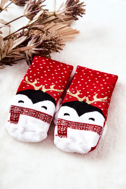 Christmas Socks Penguin Red