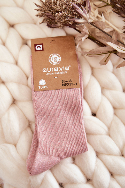 Women's Socks With Shiny Thread Pink