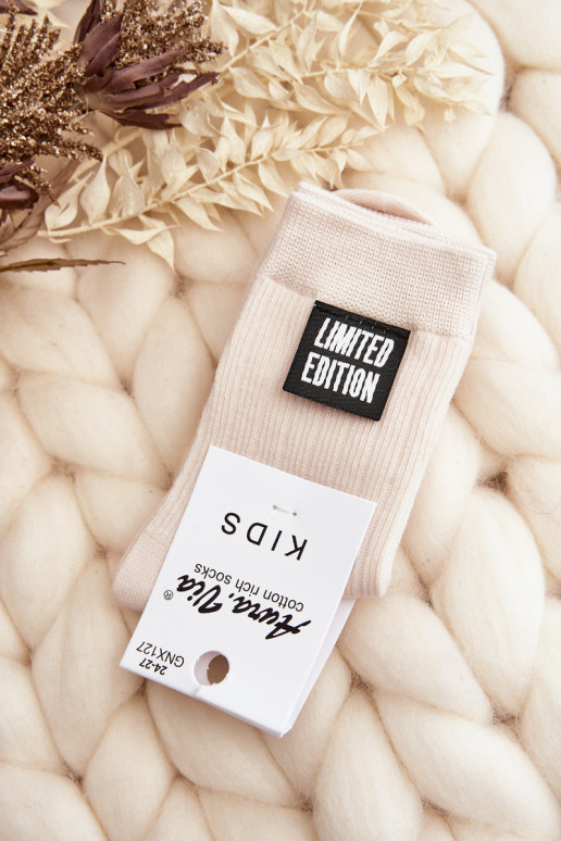 Children's Smooth Socks With Patch Beige