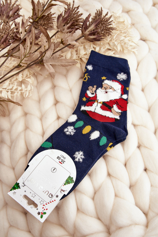 Women's Socks with Santa Claus Navy