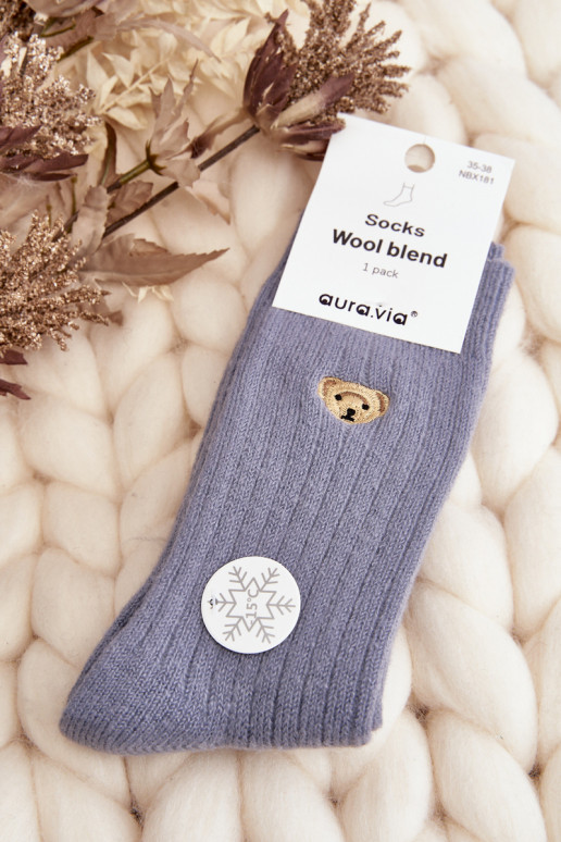 Women's Thick Socks with Bear Blue