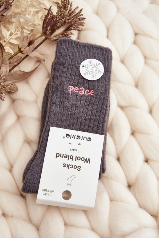Women's Warm Socks with Grey Print
