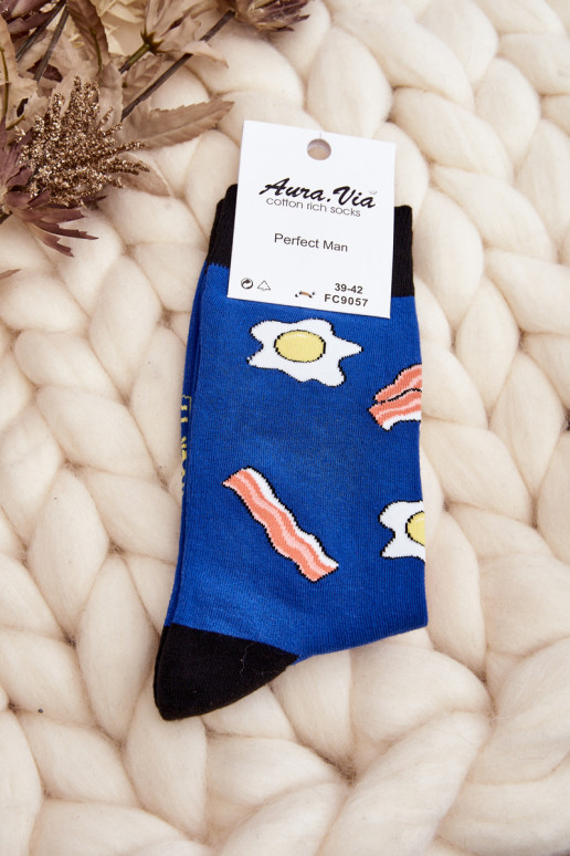Men's Socks with Egg Patterns Blue