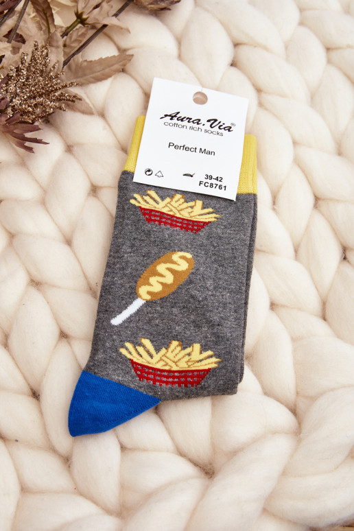 Men's Socks French Fries Grey