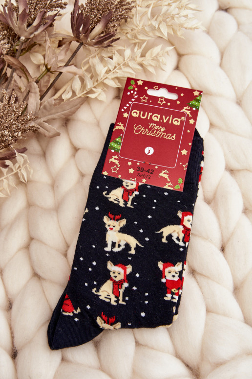 Men's Christmas Cotton Socks with Black Reindeers