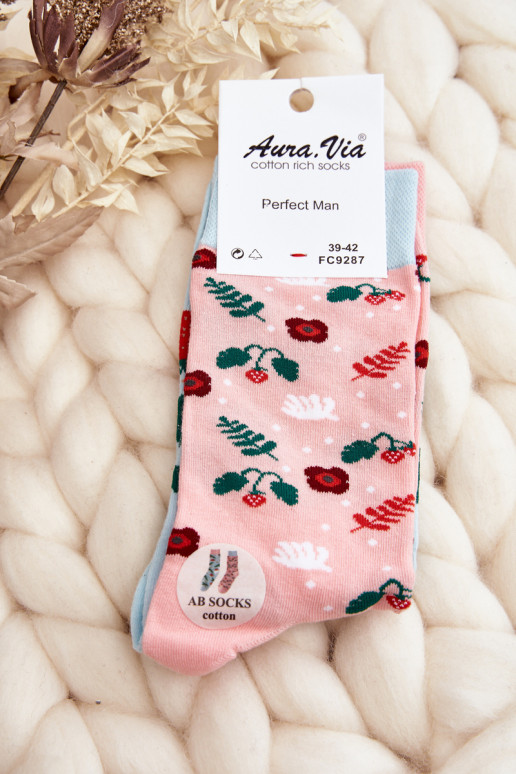 Men's Mismatched Socks Pink Strawberries