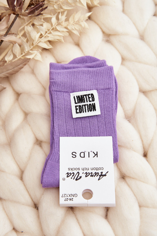 Children's Smooth Socks with Purple Patch